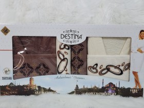 طقم روب حمام 6 قطع ورد نافر